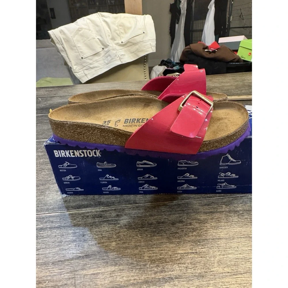 Birkenstock Madrid Sandal‎ Women Pink Patent Purple Sole Size Women 4 Kids 2-3